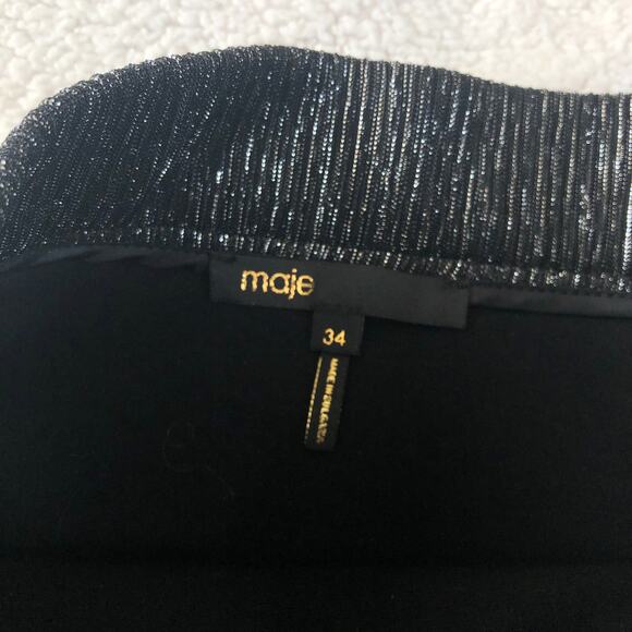 Maje Janaud Lurex shine twist ruched gray sparkle metallic mini skirt 34 - Picture 6 of 8